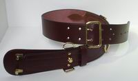 26 Inch Sam Browne Brown Belt Gold Plated Fittings Hand Sewn